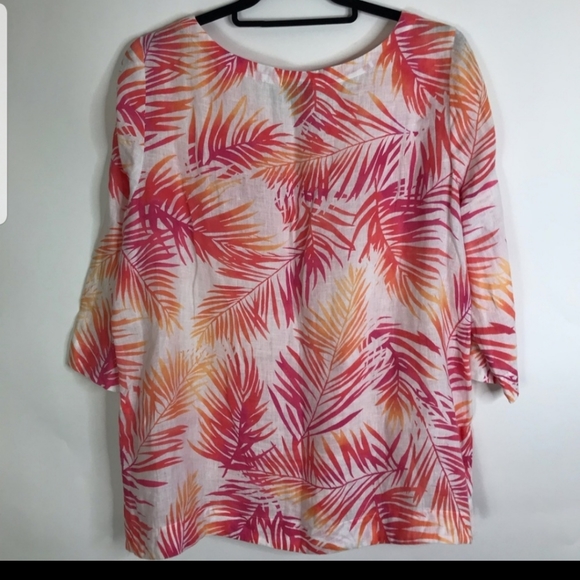 J Jill Linen Tunic Popover V Neck 3/4 Sleeves - Picture 2 of 4